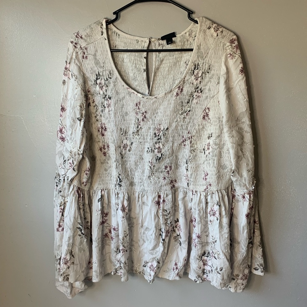 Torrid Cream Floral Blouse